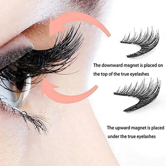 1pair Magnetic Eyelashes Handmade 3D Natural Magnetic False Eyelashes Reusable Magnetic Eyelashes Tweezers Set Wholesale
