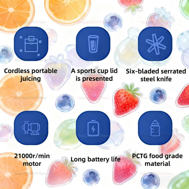 Electric Portable Juicer Fresh Fruit Mixer 400ML Multifunctional USB Rechargeable Shakes Smoothie Blender Outdoor Mixing Cup