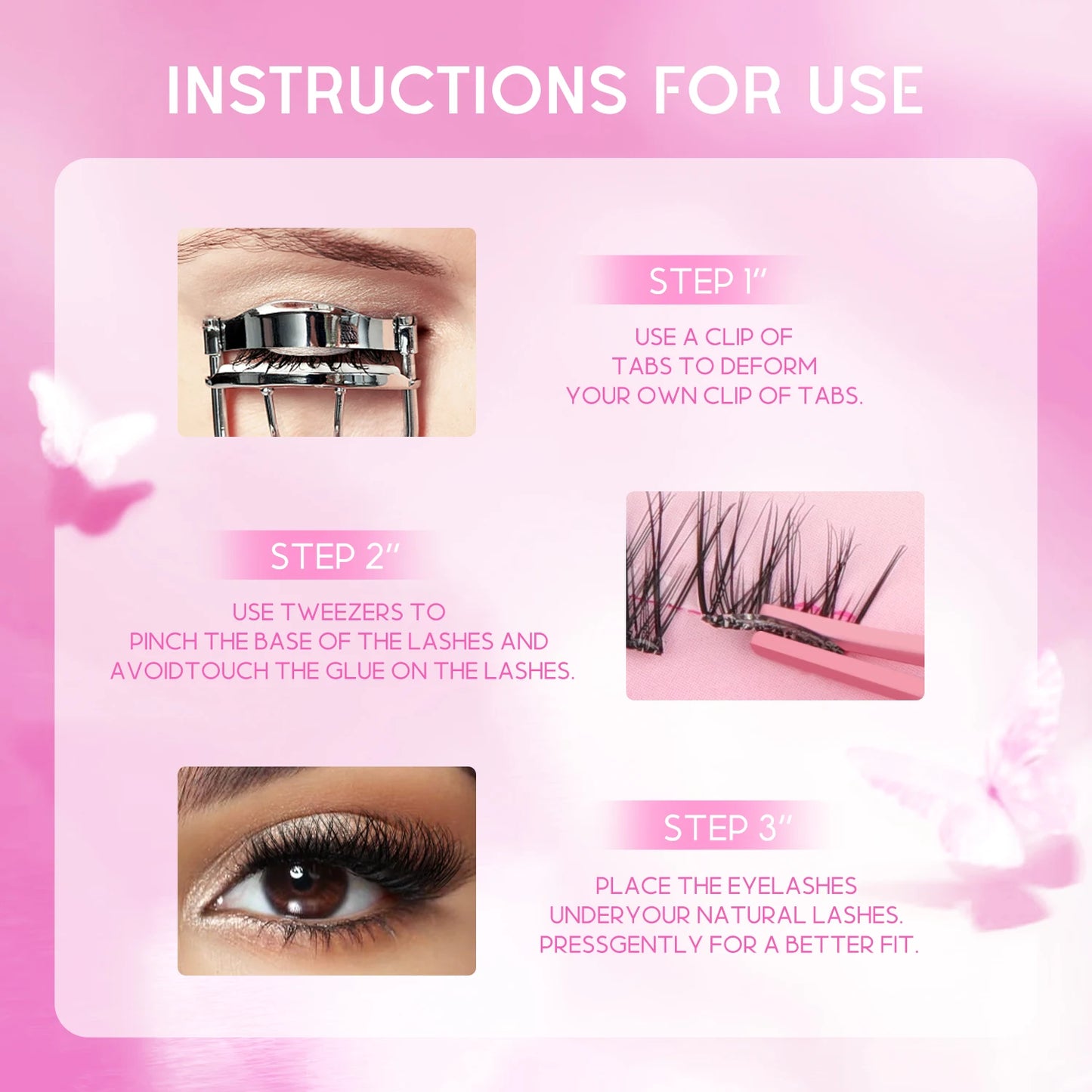 WOSHEER Self Adhesive Eyelashes Clusters Kit Lash Clusters DIY Eyelashes Pre Glued Reusable No Glue Needed No Remover No residue