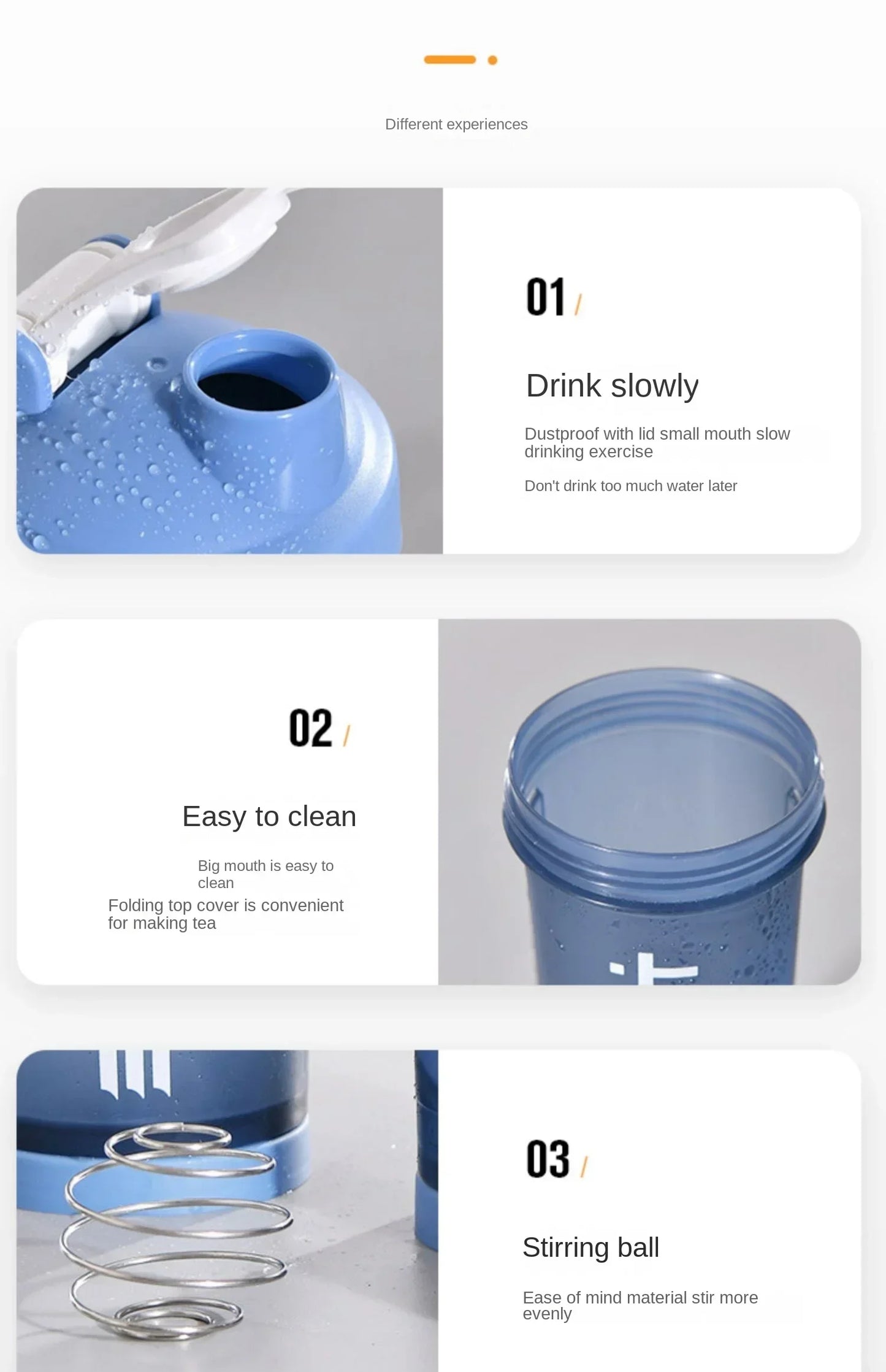 1-5PCS 500ML 3-Layer Sports Water Bottle Portable Leak-Proof Protein Shaker Cup for Outdoor Travel and Fitness Drinks