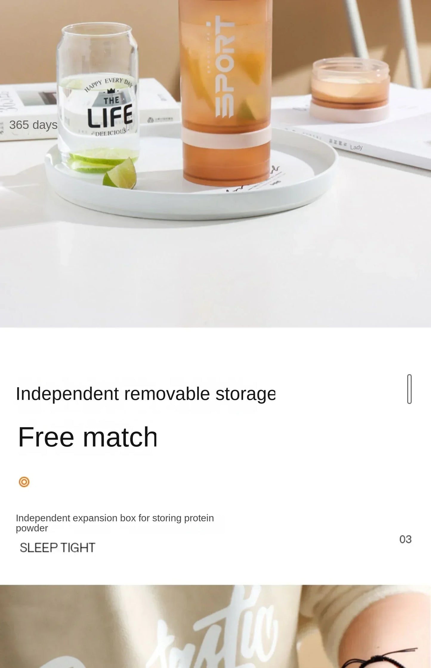 1-5PCS 500ML 3-Layer Sports Water Bottle Portable Leak-Proof Protein Shaker Cup for Outdoor Travel and Fitness Drinks