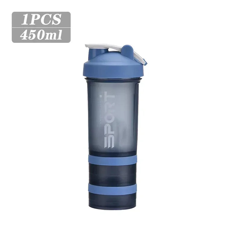 1-5PCS 500ML 3-Layer Sports Water Bottle Portable Leak-Proof Protein Shaker Cup for Outdoor Travel and Fitness Drinks