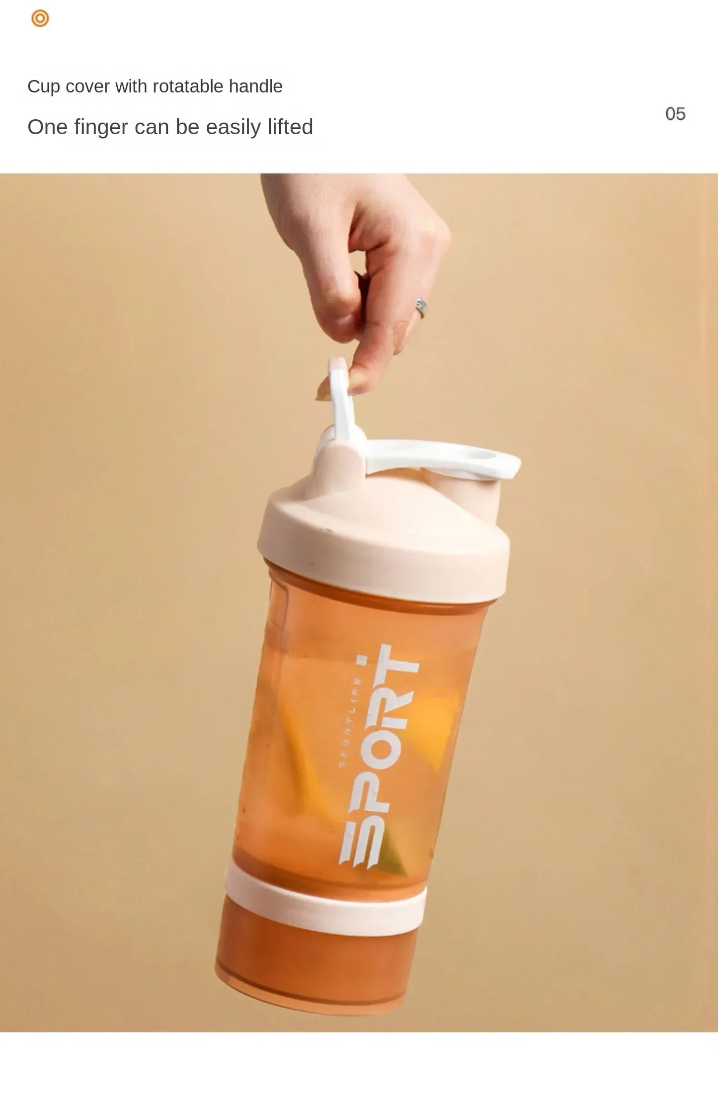 1-5PCS 500ML 3-Layer Sports Water Bottle Portable Leak-Proof Protein Shaker Cup for Outdoor Travel and Fitness Drinks