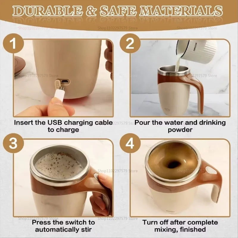 Automatic Stirring Cup Portable Rechargeable Stainless Steel Rotating Stirring Coffee Silkshake Cup Suitable For Home Travel