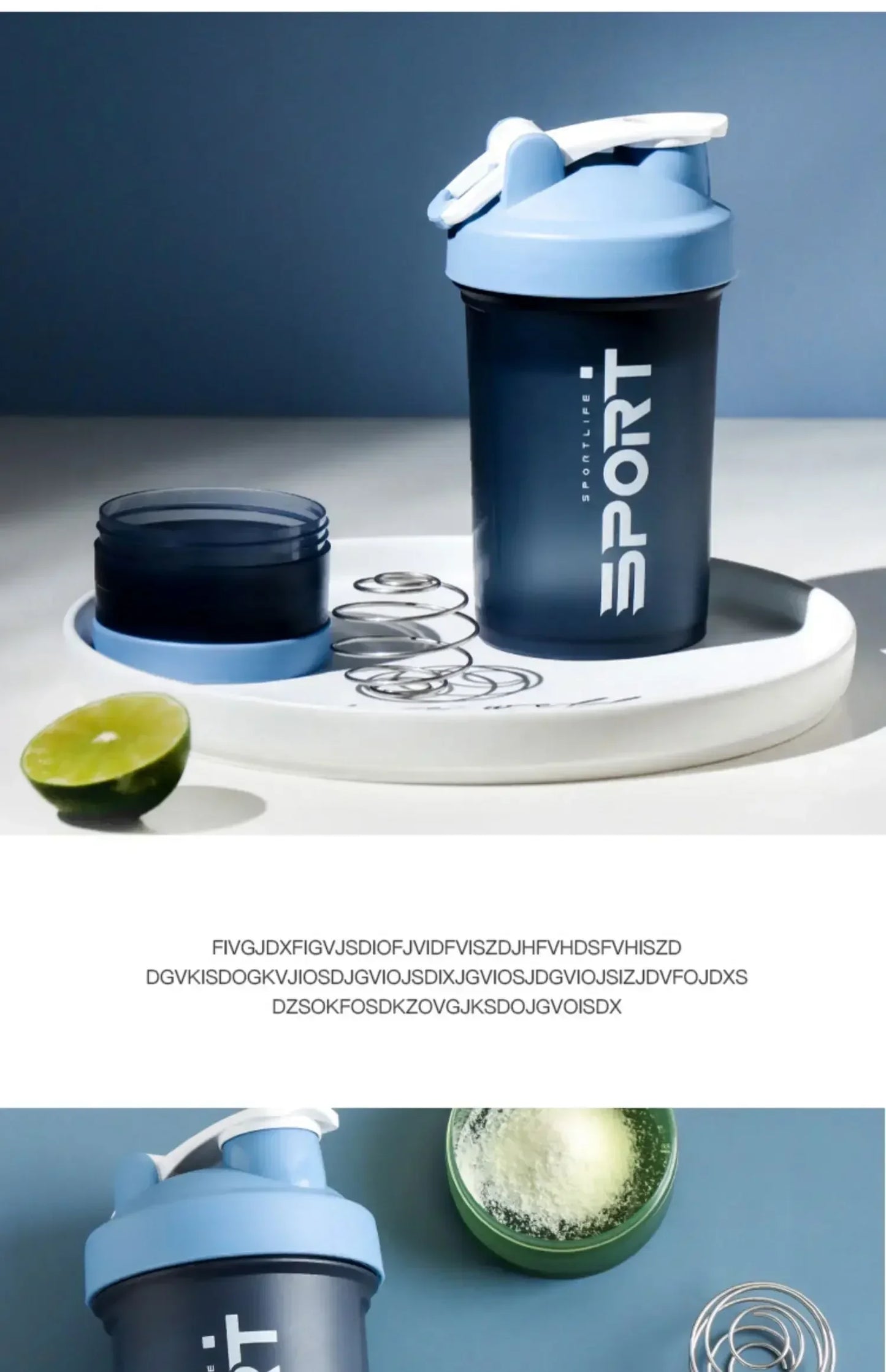 1-5PCS 500ML 3-Layer Sports Water Bottle Portable Leak-Proof Protein Shaker Cup for Outdoor Travel and Fitness Drinks